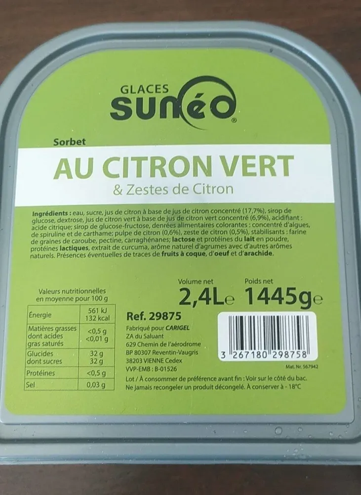 Glace Suneo au citron vert