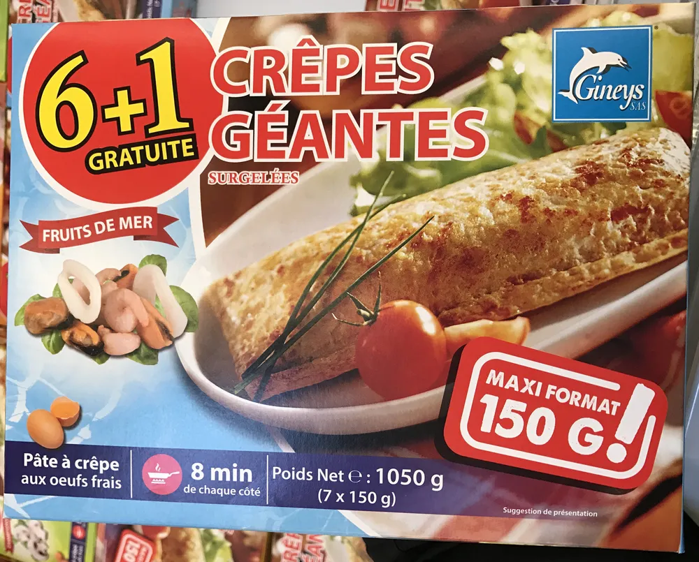 Crêpes géantes surgelées Fruits de Mer (6+1 gratuite)