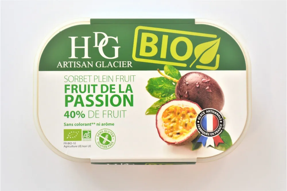Sorbet plein fruit FRUIT DE LA PASSION BIO, 40% de fruit