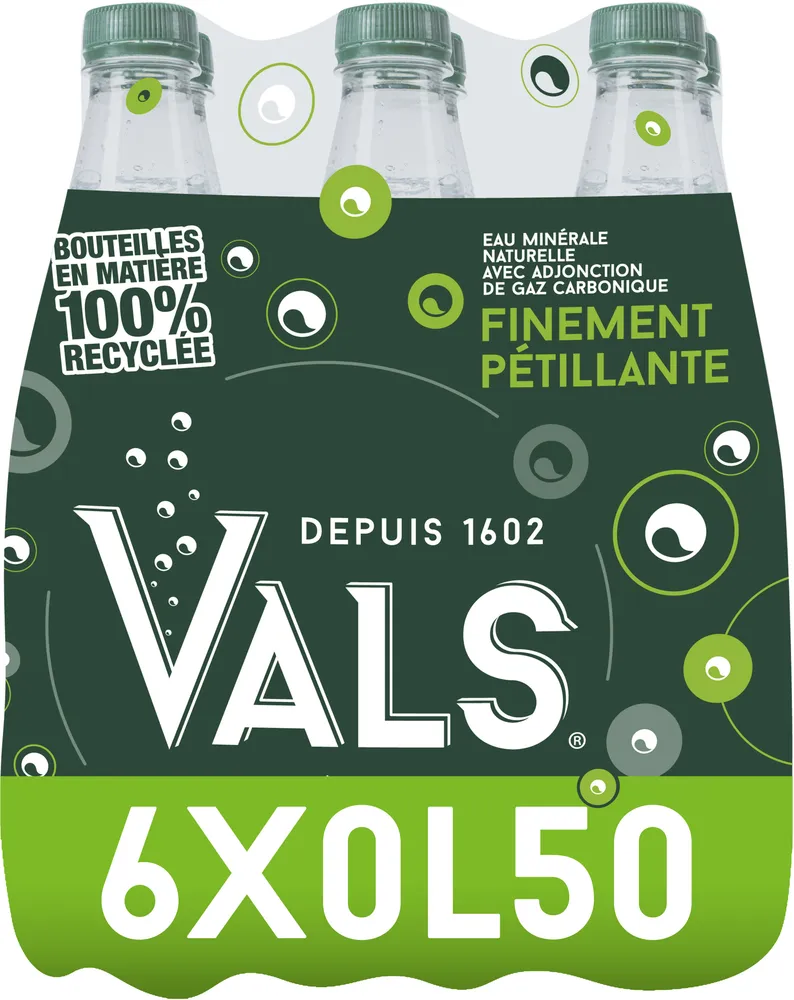 VALS Eau Minérale Naturelle Finement Pétillante 6x50cl