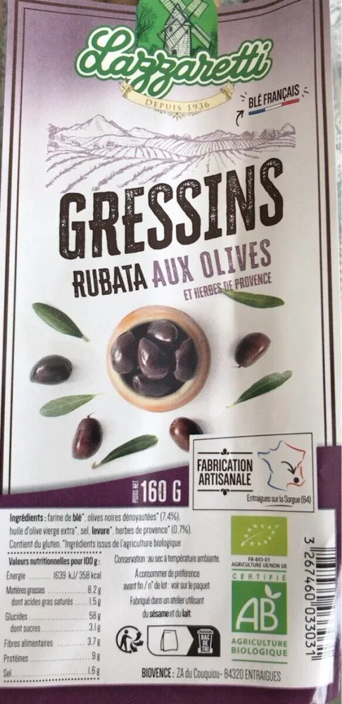 Gressins aux olives