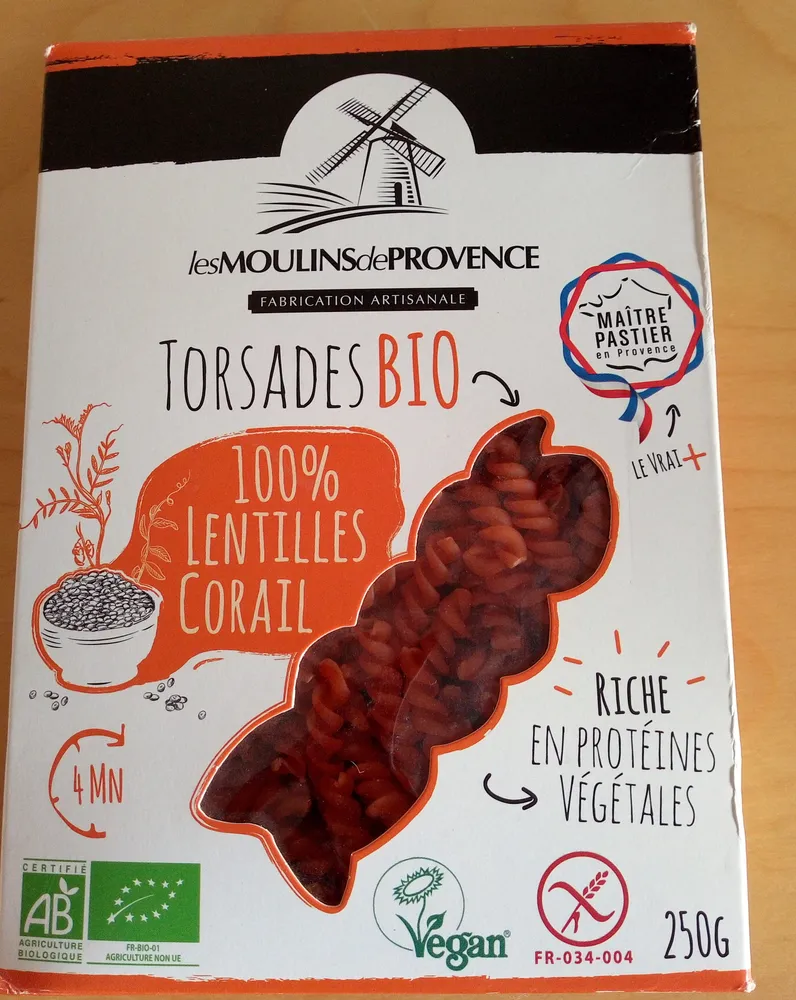 Torsades bio 100% lentilles corail