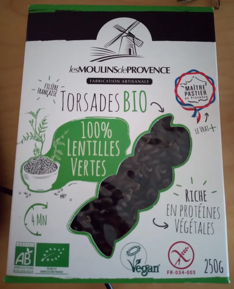 Torsades bio 100% lentilles vertes