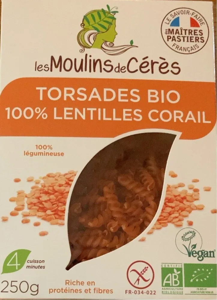Torsades bio 100% lentilles corail