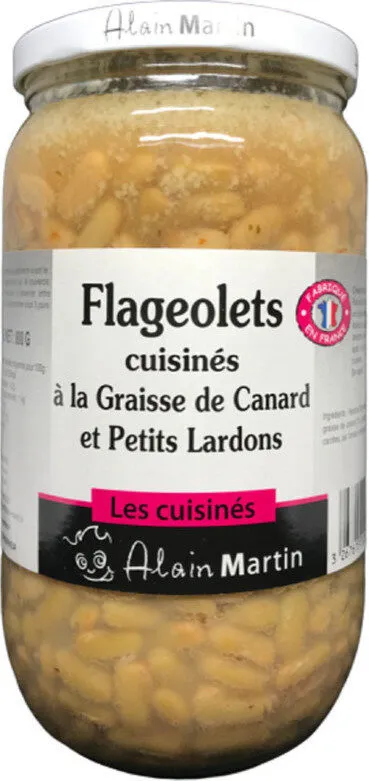 Flageolets cuisinés graisse de canard et lardons