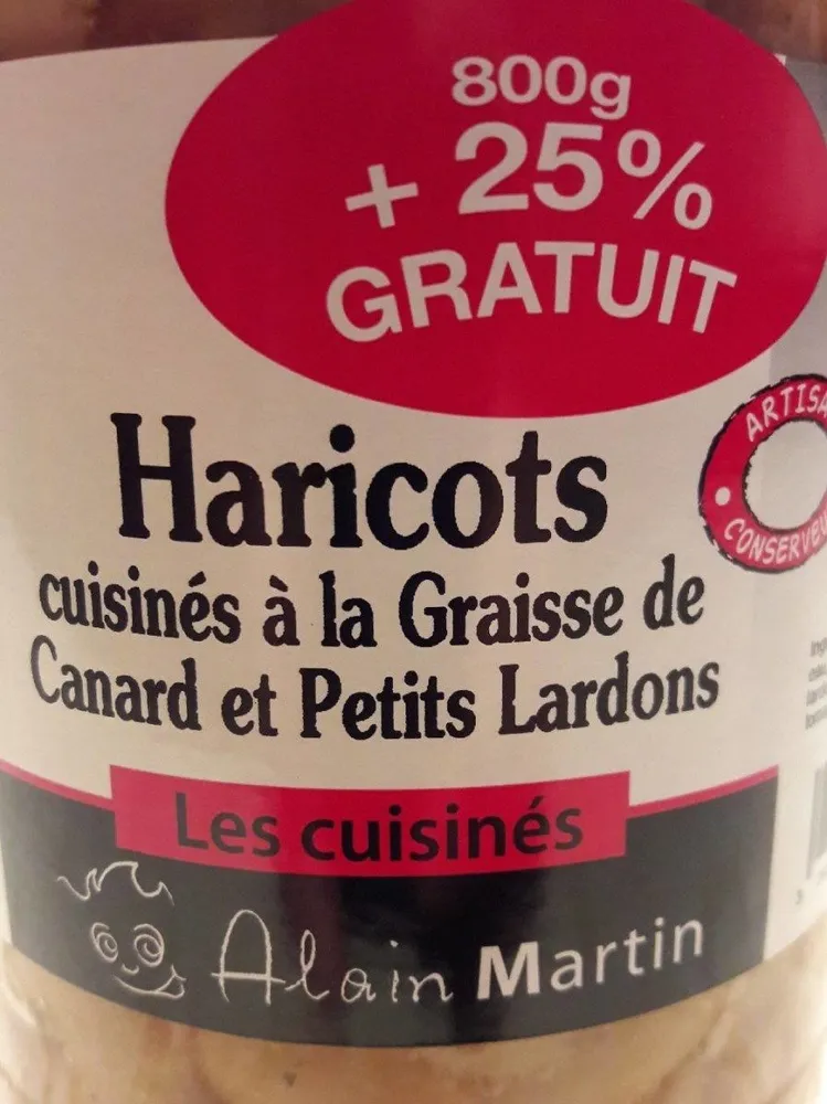 Haricots cuisinés à la graisse de canard et petits lardons