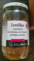Lentilles cuisinées à la graisse de canard et petits lardons