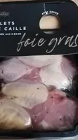 Filets de caille marinés aux 5 baies sauce foie gras