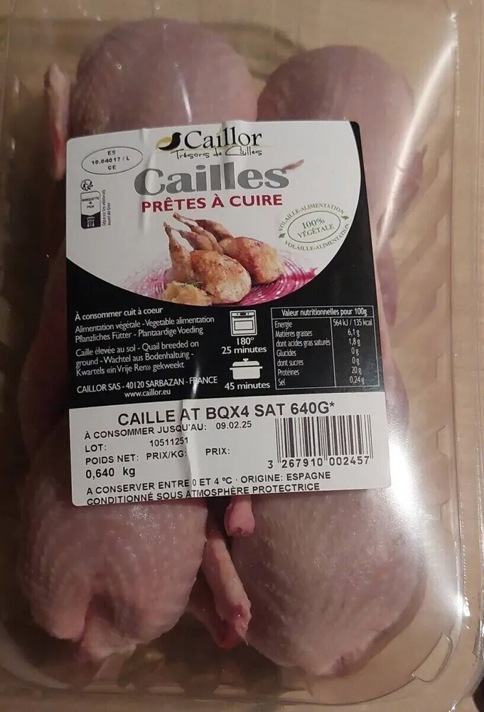 Cailles prêtes à cuire