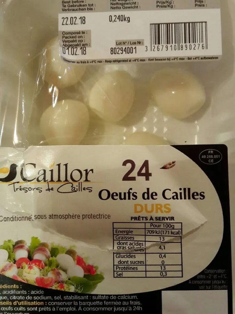 24 oeufs de caille cuits Caillor