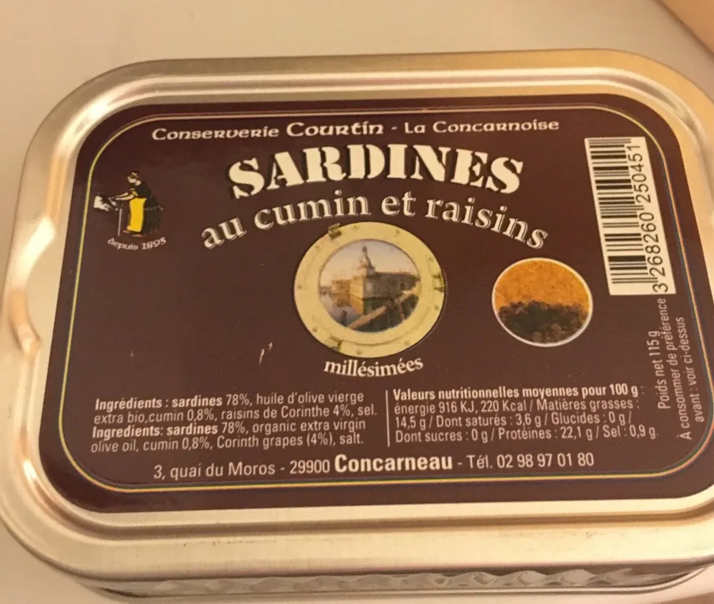 Sardines au cumin et raisin