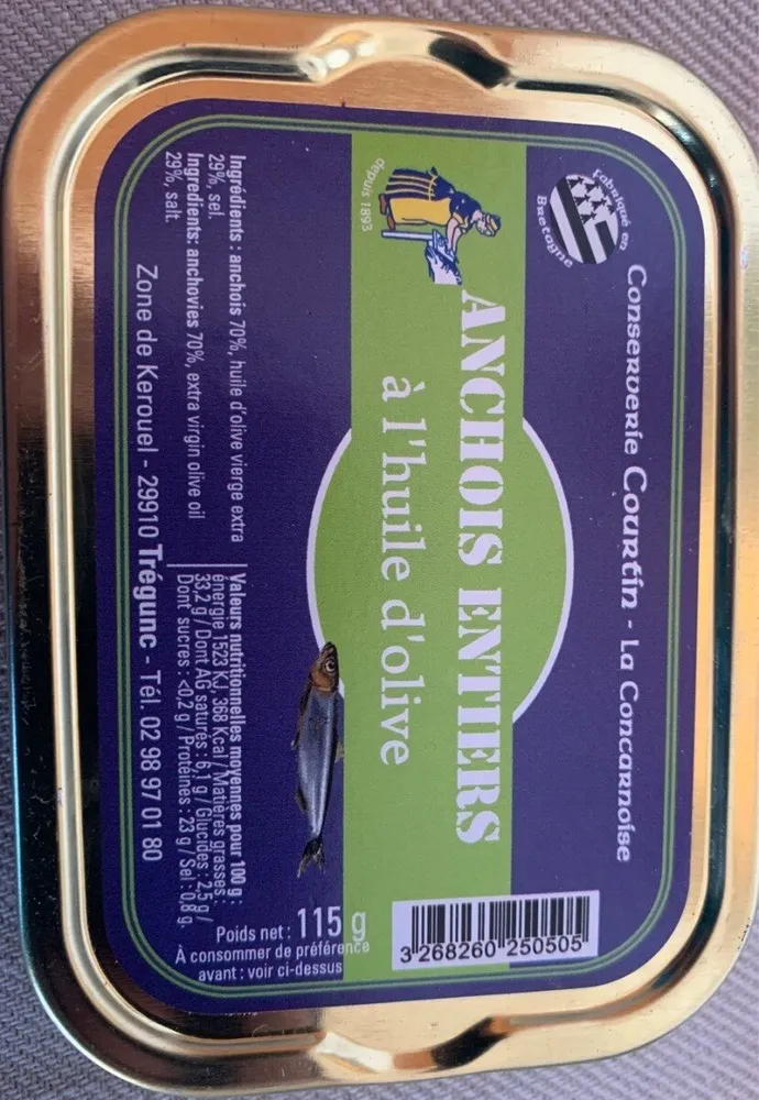 Anchois entiers à l'huile d'olive