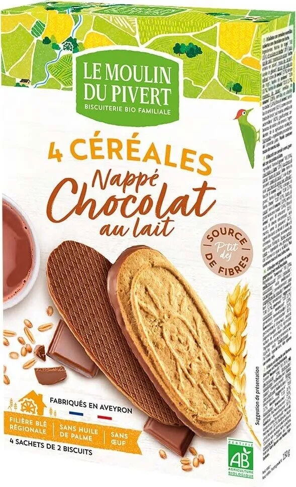 Biscuit 4 céréales nappé chocolat