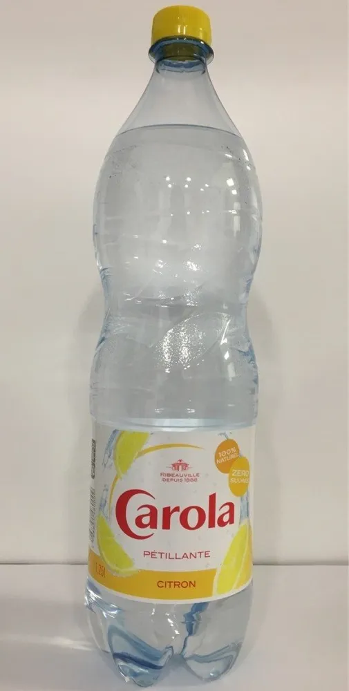 Eau de source gazéifiée aromatisée au citron