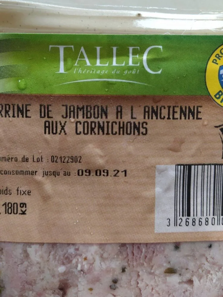 Terrine de jambon à l'ancienne aux cornichons