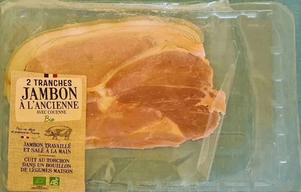 2 tranches de jambon à l'ancienne avec couenne