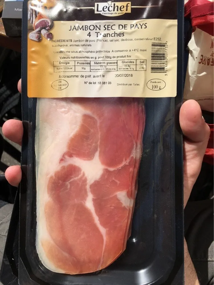 Jambon sec de pays quatre tranches