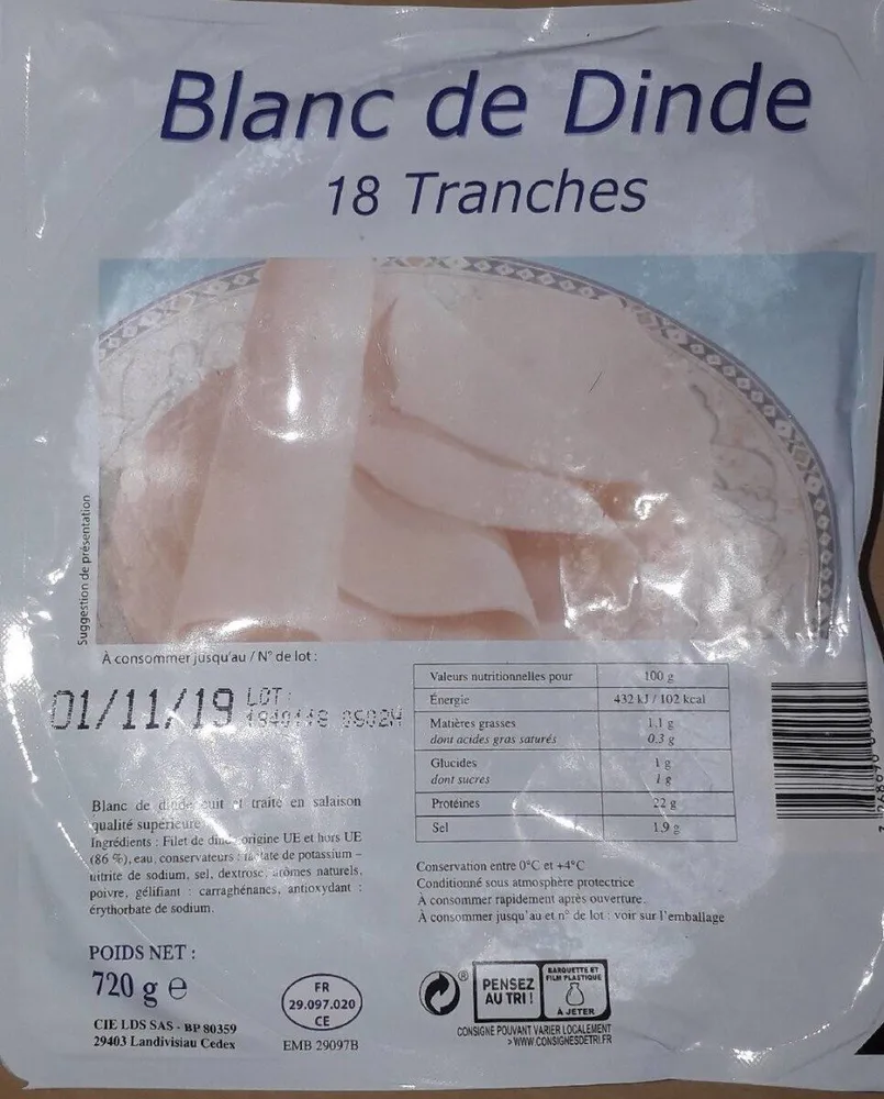 Jambon Blanc de Dinde 18 Tranches