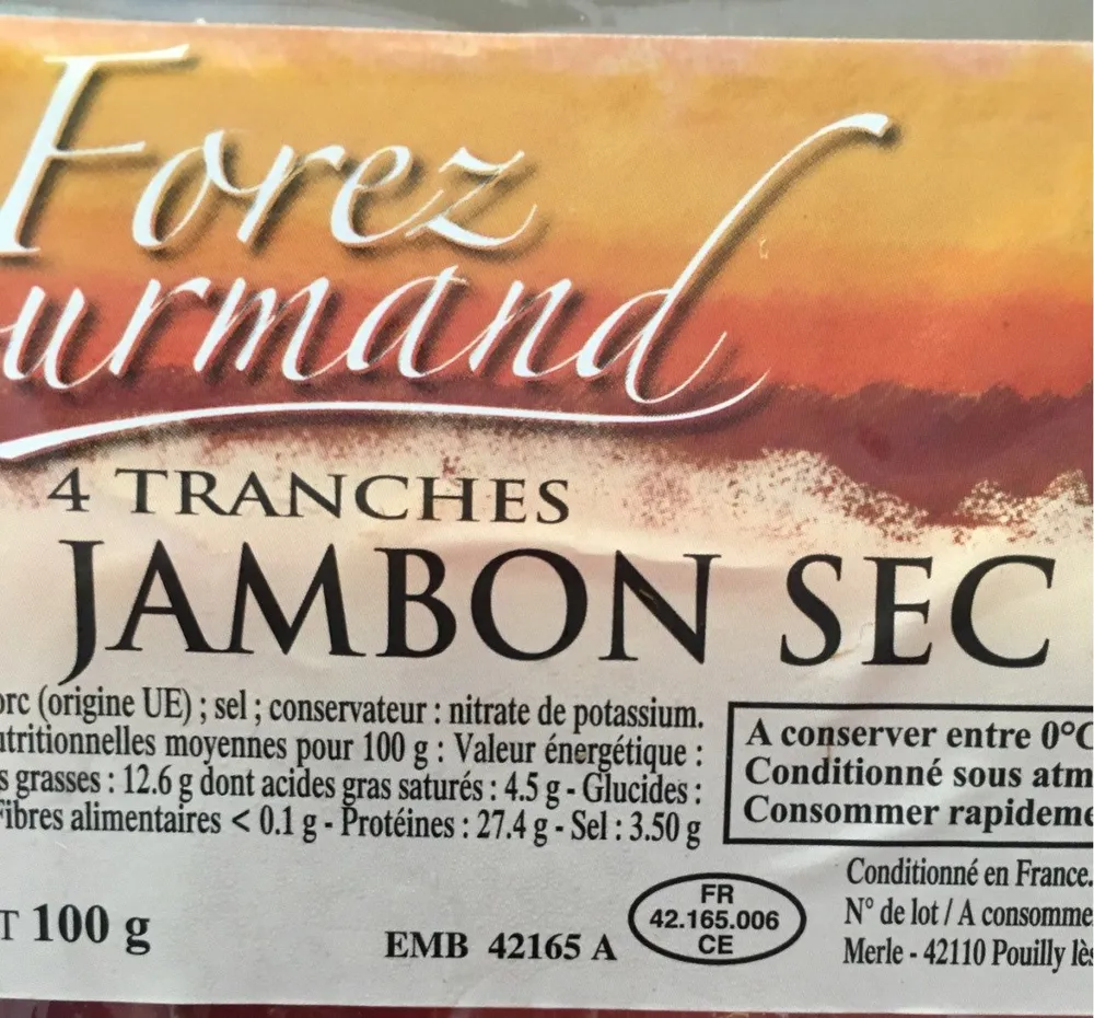 Jambon sec 4 tranches