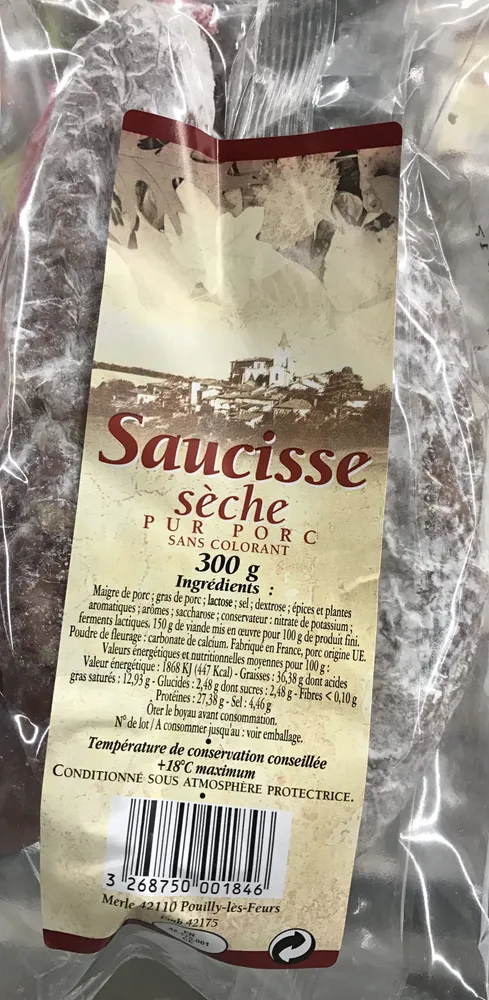 Saucisse sèche pur porc