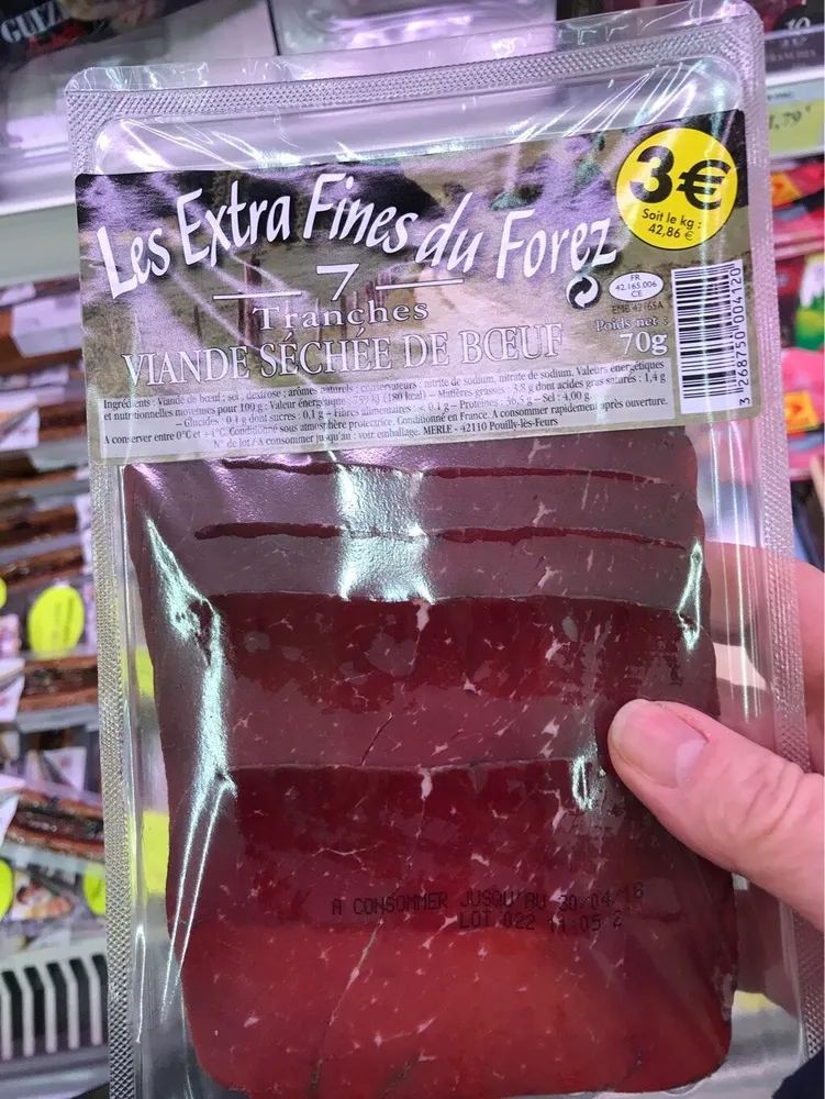 Tranches viande séchée de bœuf