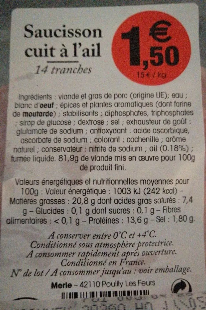 Saucisson cuit à l'ail