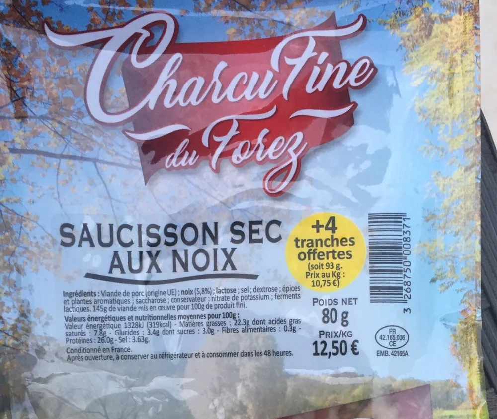 Saucisson sec aux noix