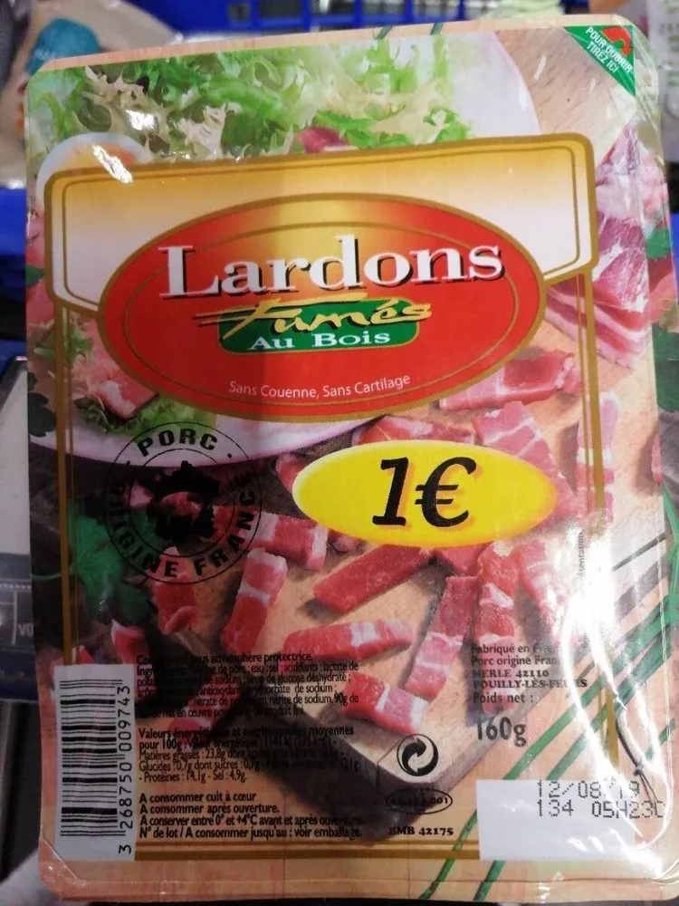 Lardons fumés au bois