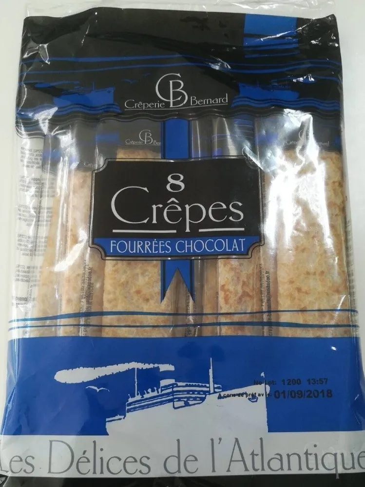 8 crêpes avec un fourrage (40%) au chocolat
