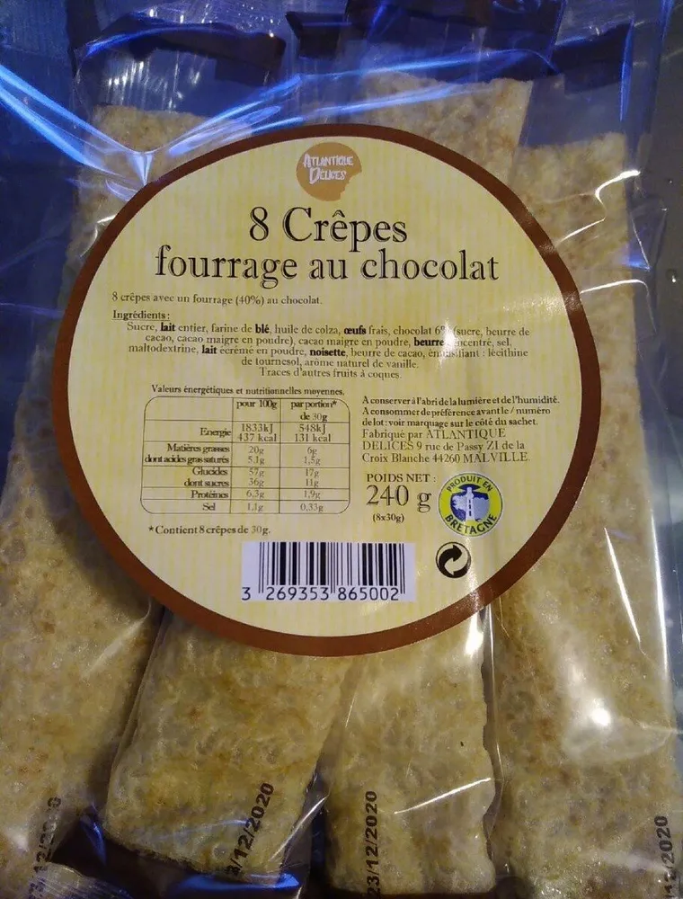 Crêpes fourrage au chocolat