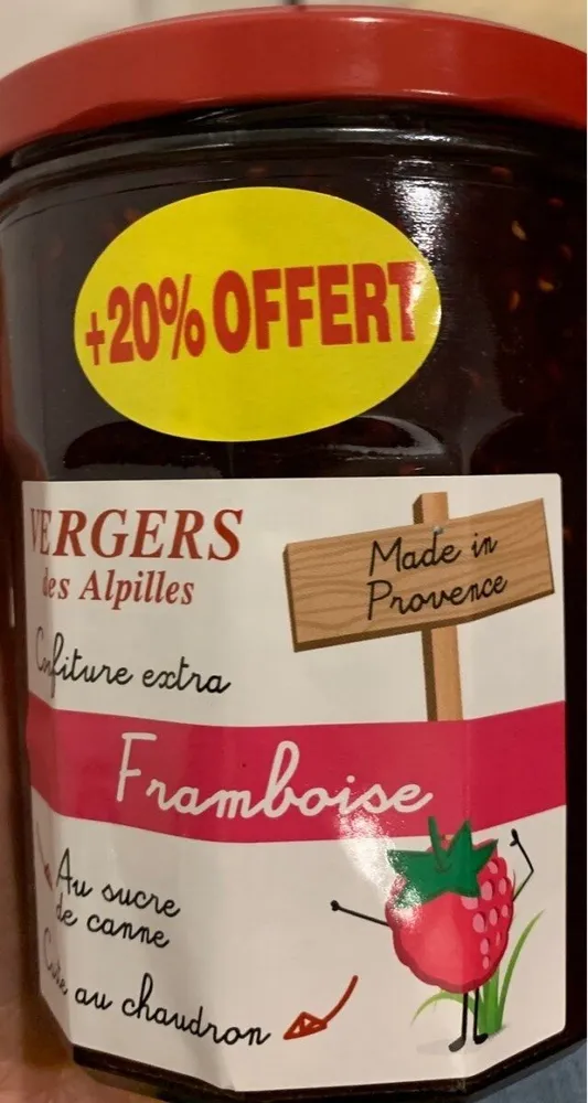 Confiture framboise vergers des alpilles