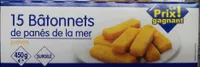 15 Bâtonnets de panés de la mer préfrits, Surgelé