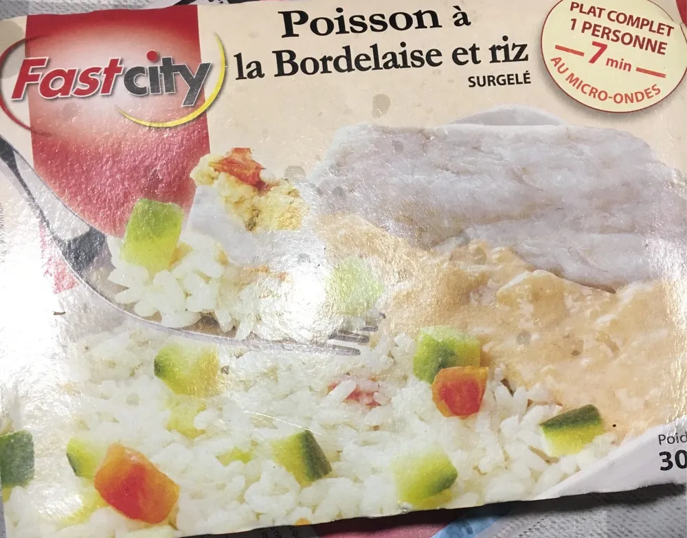 Poisson a la bordelaise et riz surgelé