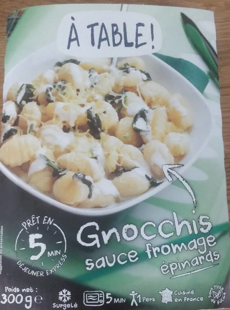 Gnocchis sauce Fromage épinards