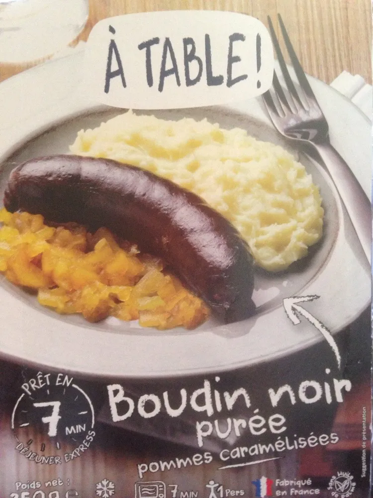 Boudin noir purée pommes caramélisées