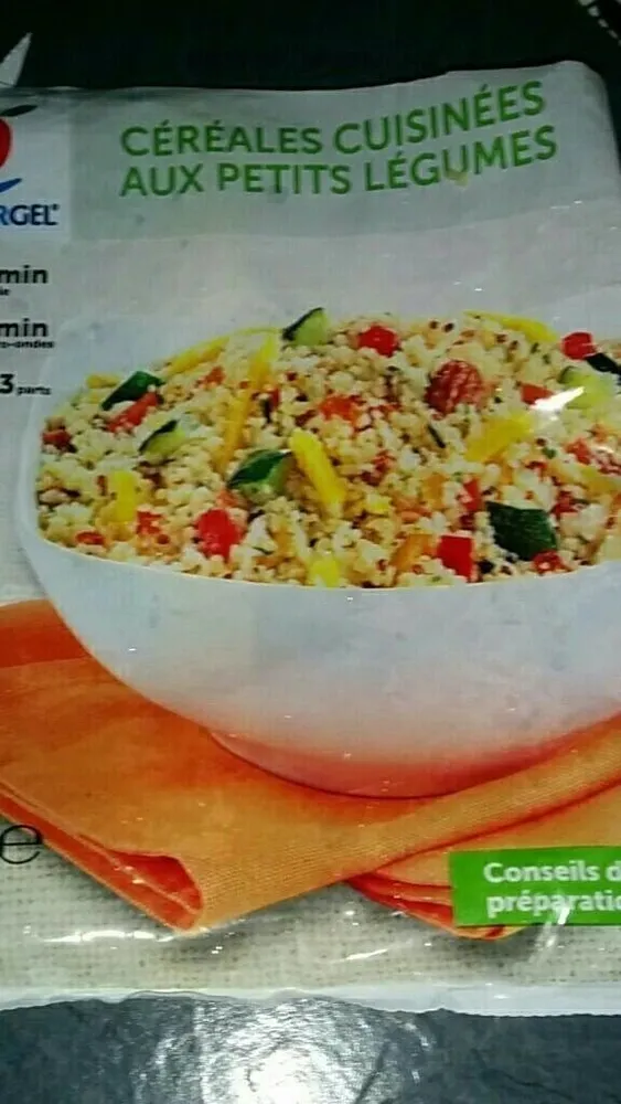 Céréales cuisinées aux petits légumes