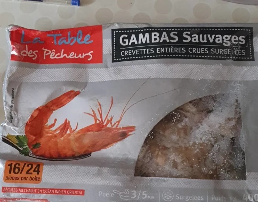 Crevettes sauvages entières crues surgelées