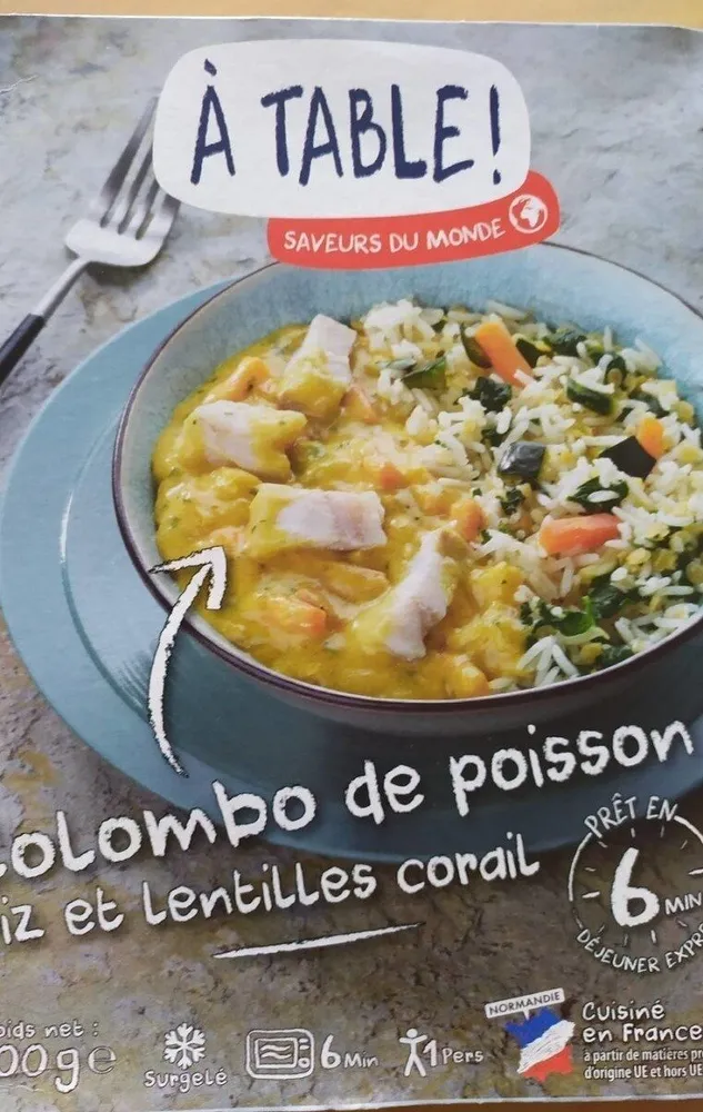 Colombo de poisson, riz et lentilles corail