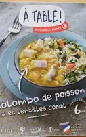 Colombo de poisson, riz et lentilles corail