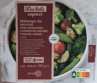 Mélange de Brocolis, Pois croquants, Courgettes grillées, Tomates Cerises