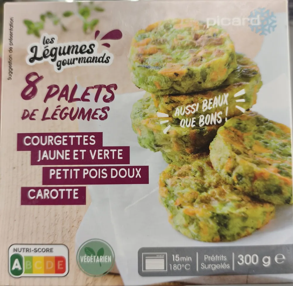 8 palets de légumes courgettes jaune et verte petits pois doux carotte