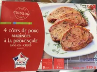 4 côtes de porc marinées à la provencale sans os - crues surgelées