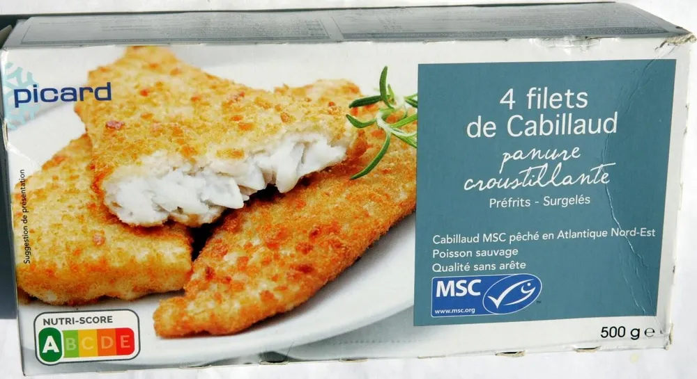 4 filets de cabillaud panure croustillante