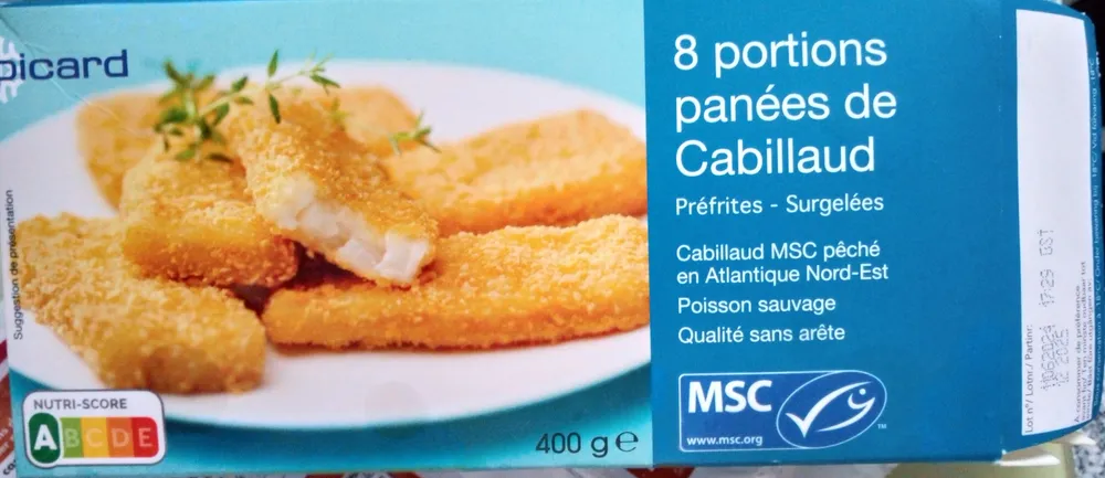 8 portions panées de cabillaud