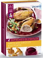 2 suprêmes de pintade farcis aux girolles et au porto