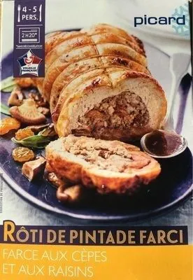 Rôti de pintade farci aux cèpes et aux raisins
