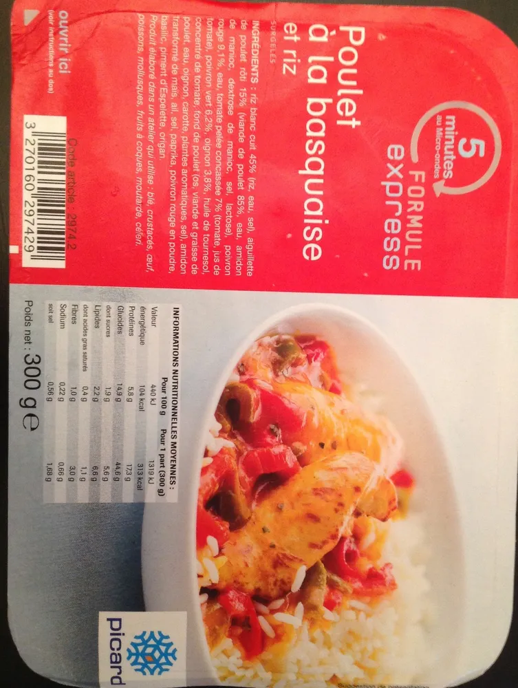 Poulet à la basquaise et riz
