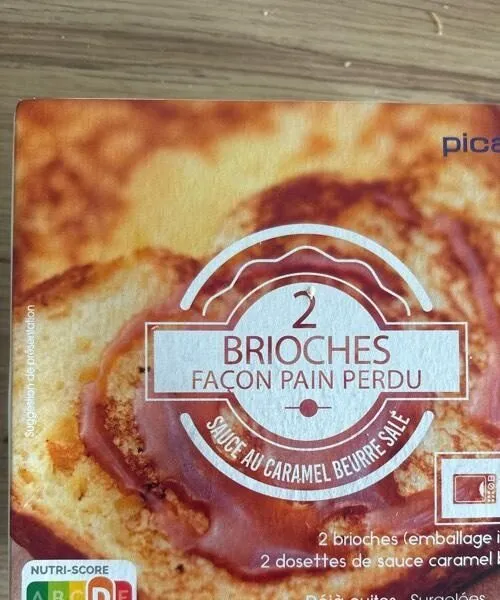 2 brioches façon pain perdu, sauce caramel