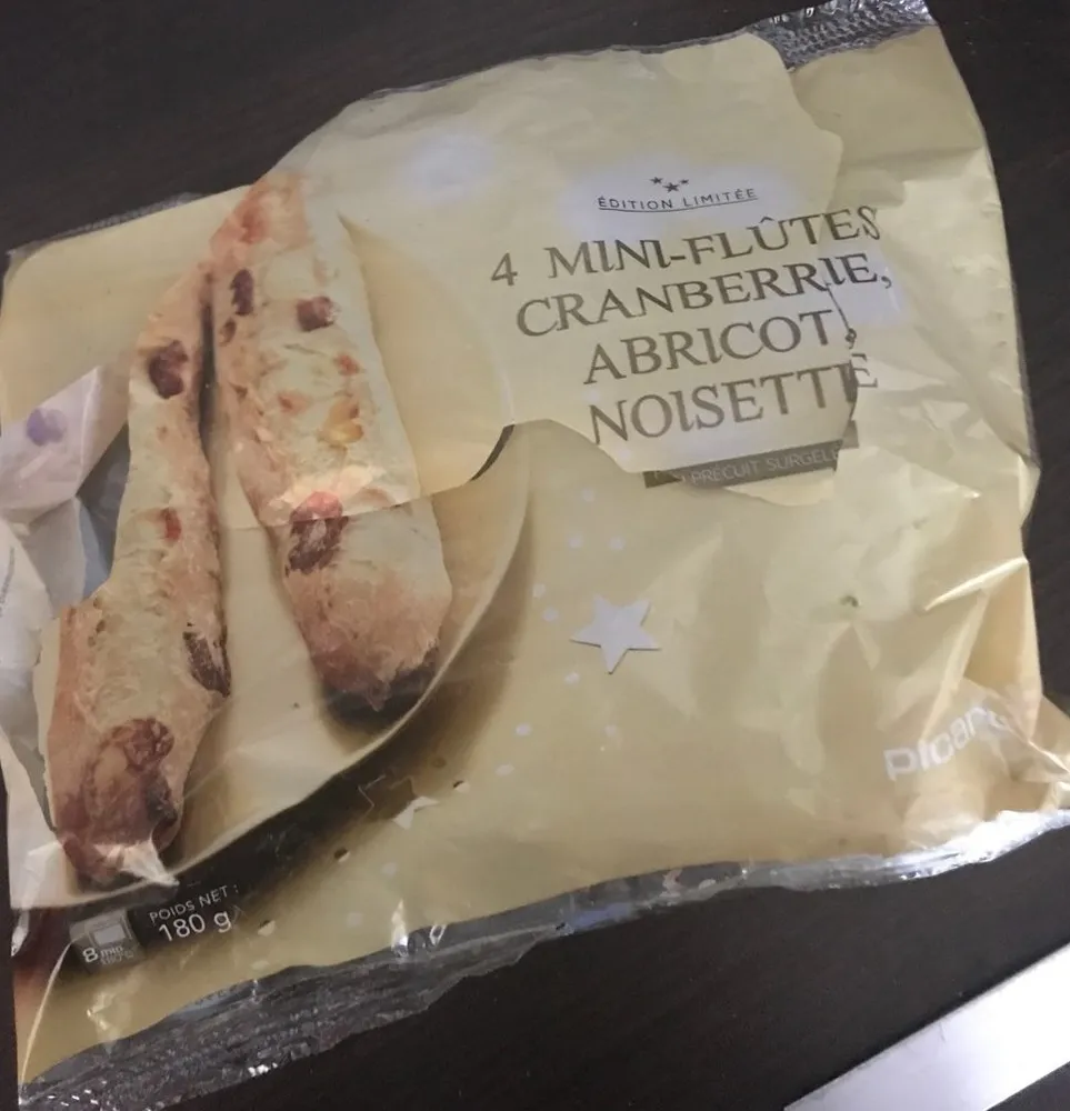Mini-Flûtes Cranberrie, Abricot, Noisette