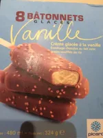 8 Bâtonnets Glacés Vanille enrobage chocolat au lait grains soufflés au riz
